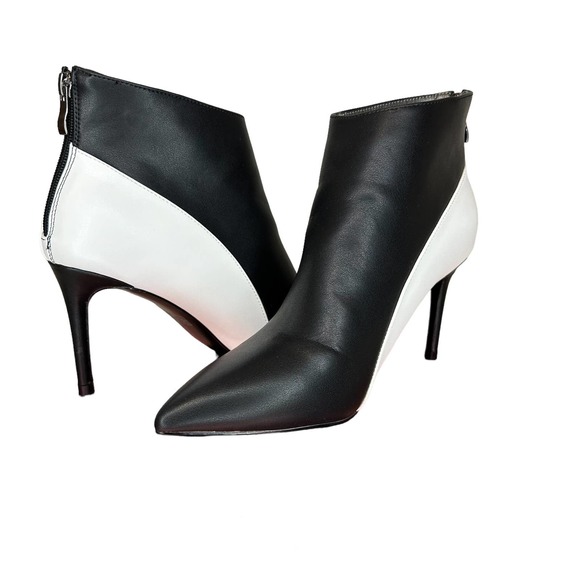 Women Stiletto Ankle Boots Size 7.5 High Heel Pointed Toe Black White NEW - Picture 9 of 15